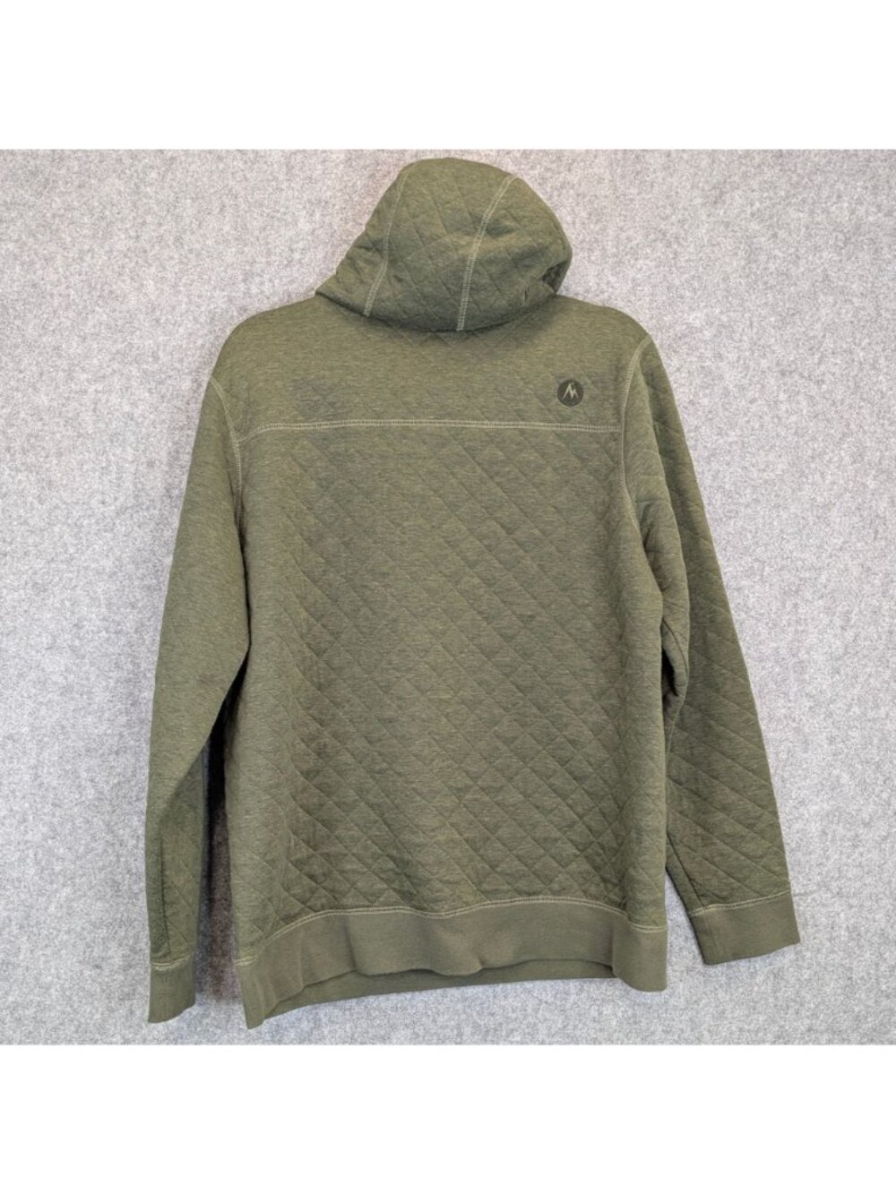 Marmot Mens Large Green Quilted Pullover Hoodie Hooded Sweatshirt - Picture 6 of 8